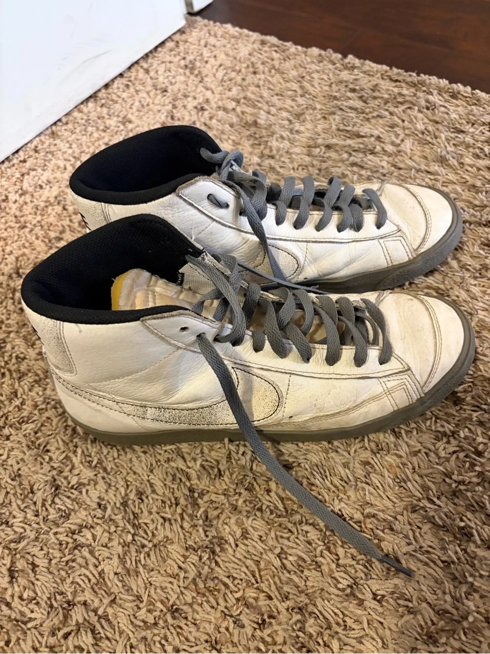 Nike men’s High-Top Sneakers in White, Gray and Black